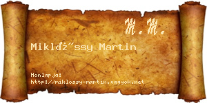 Miklóssy Martin névjegykártya