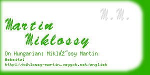 martin miklossy business card